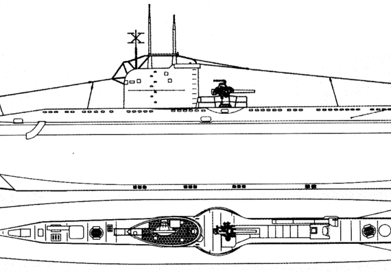 Подводная лодка HMS Venturer 1943 [Submarine] - чертежи, габариты, рисунки